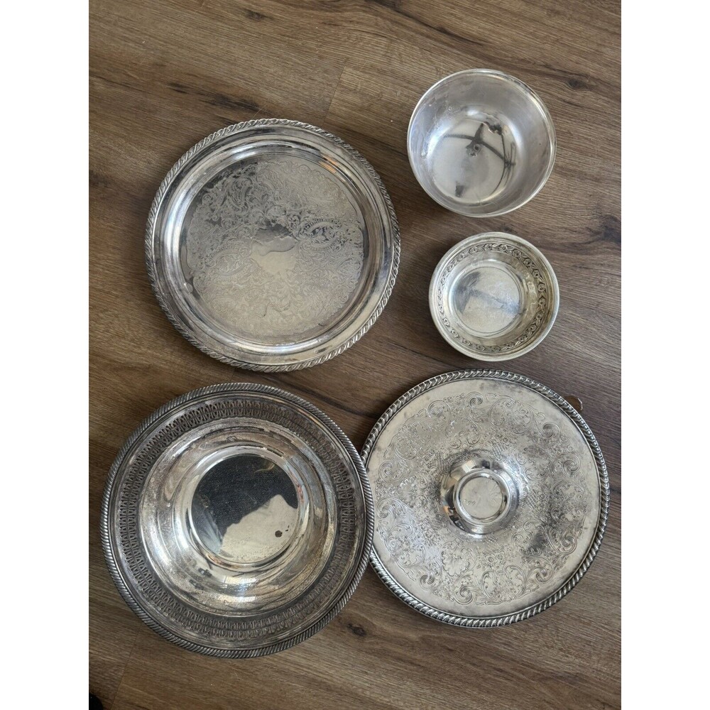 Lot Of Silver Plates / Bowls Reed & Barton Silverplate Oneida 5 Pieces Vintage